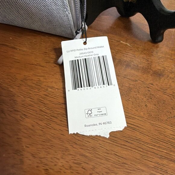 Vera Bradley LU RFID Petite Zip-Around Wallet - Medium Heather Gray - NWT - Picture 4 of 4